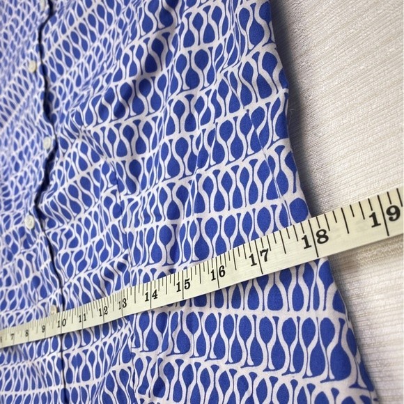 Talbots Blue Geometric Print Long Sleeve Button Up Shirt - Picture 9 of 13